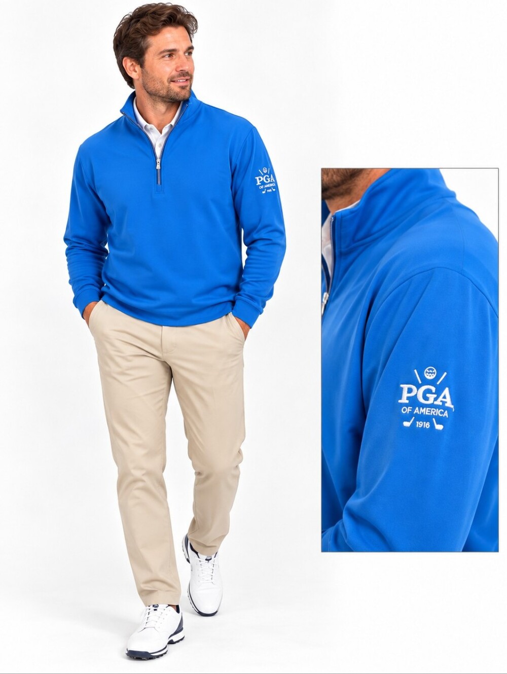 Johnnie-O PGA of America Performance Quarter Zip Pullover Blue Golf XL